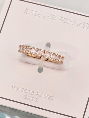 Sterling Forever Ring 14K Gold-Plated Kylie Oval Crystal Eternity Ring